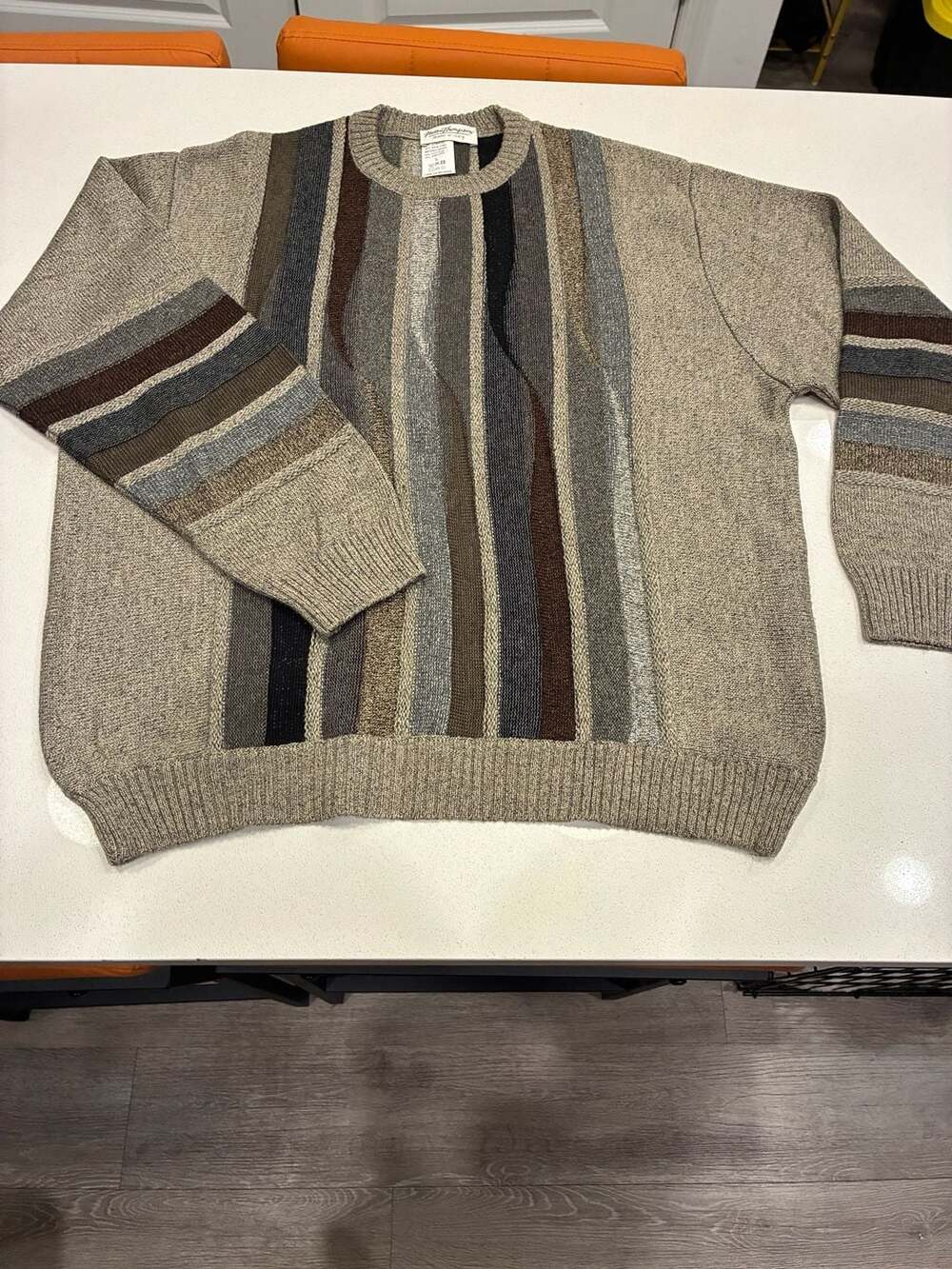 Norm Thompson Vintage 3D Textured Knit Wool Blend Crewneck Sweater Men's Size L